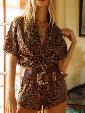 Chasing Unicorns Leather And Brass Flower Belt